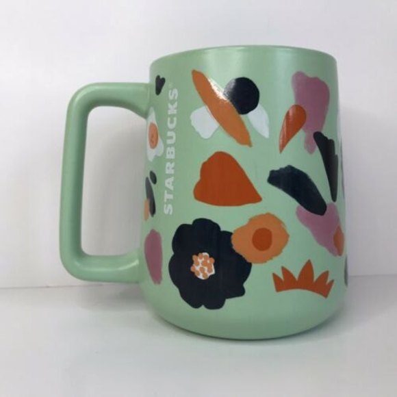 Starbucks Mint Green Floral Modern Abstract Spring 2020 Mug Large - Picture 1 of 9